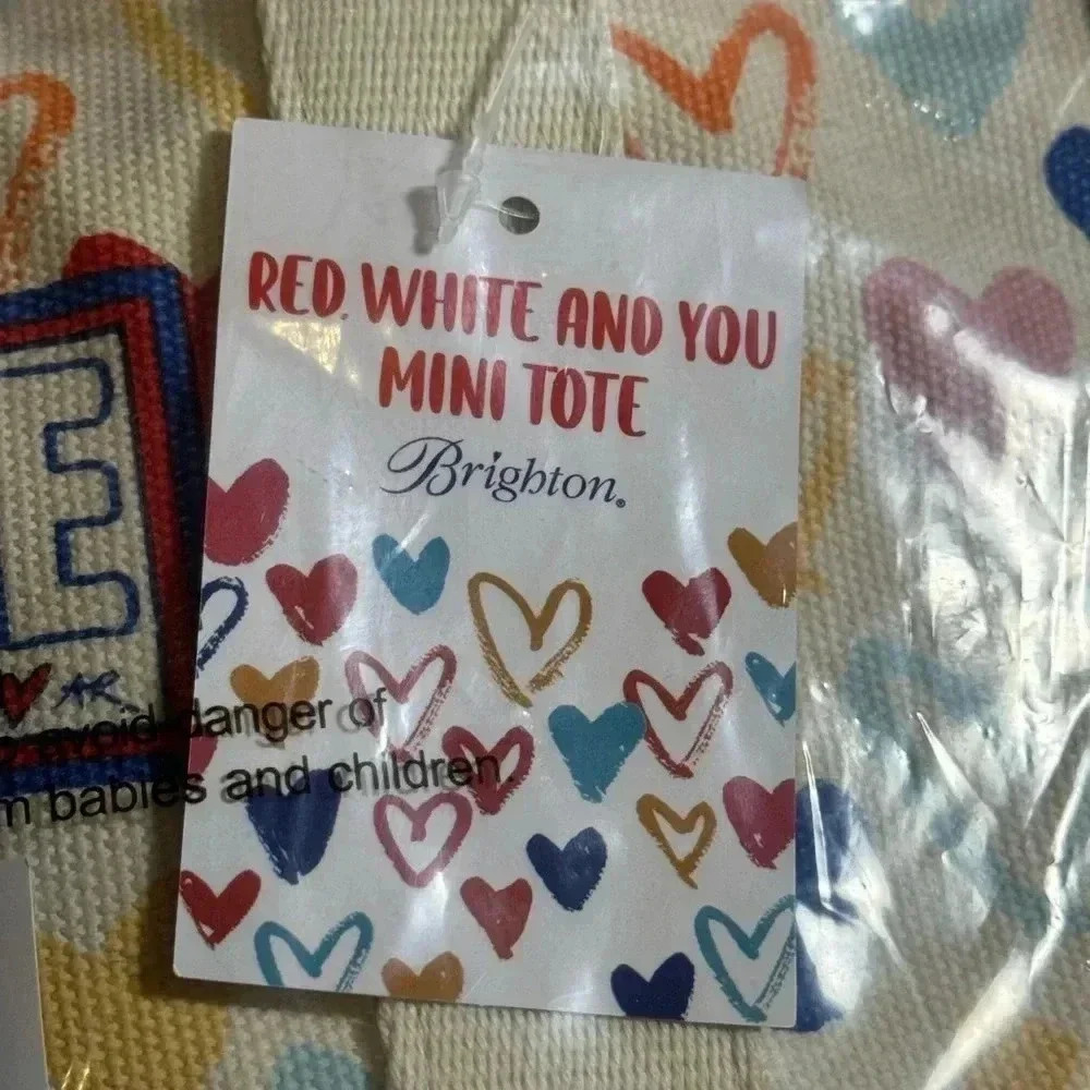 NWT Brighton Red/White & You Mini Summer Canvas Tote/Purse/Handbag - Picture 11 of 13